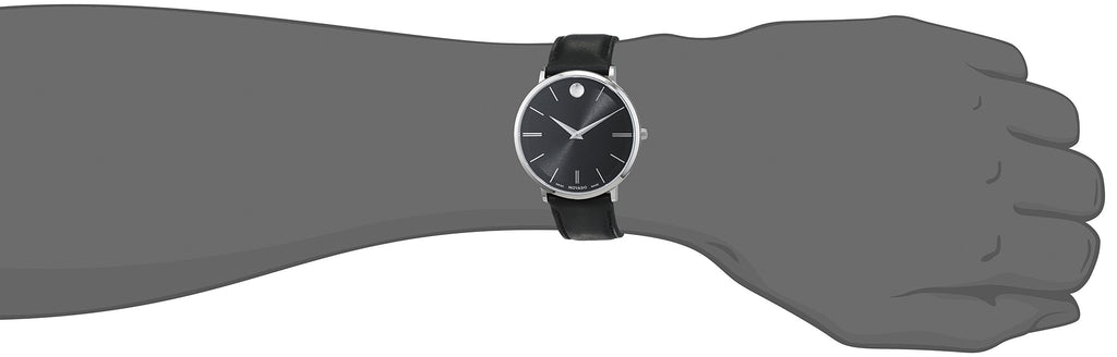Movado Ultra Slim Black Dial Black Leather Strap Watch For Men - 0607086 Buy Now By Movado