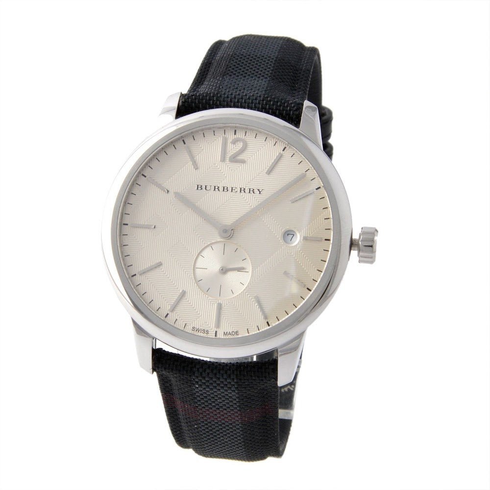 Burberry Classic Round Cream Dial Black Leather Strap Watch for Men - BU10008 Buy Now By Burberry