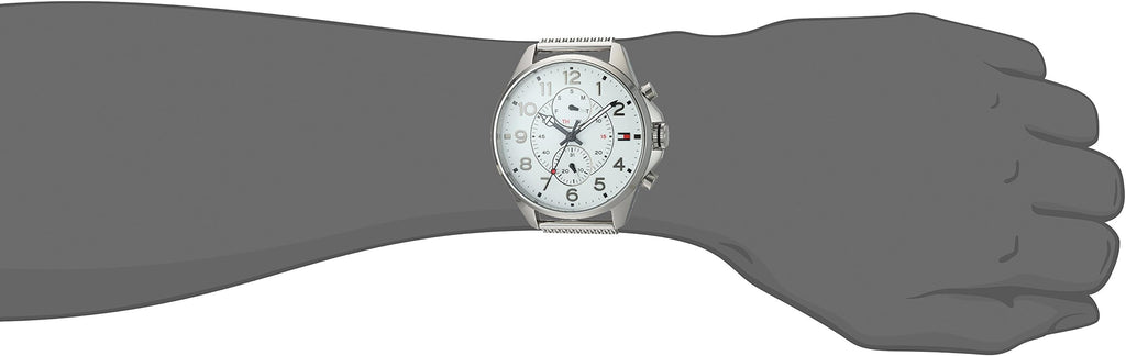 Tommy Hilfiger Dean Chronograph White Dial Silver Mesh Bracelet Watch for Men - 1791277 Buy Now By Tommy Hilfiger