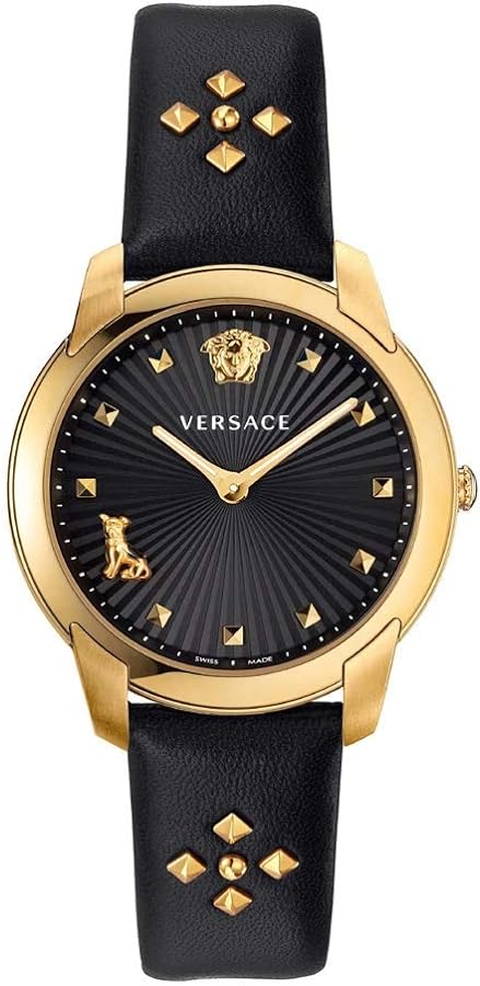Versace Audrey Quartz Black Dial Black Leather Strap Watch for Women - VELR00319 Buy Now By Versace