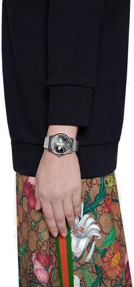 Gucci G Timeless Quartz Black Dial Silver Steel Strap Watch For Women - YA1264136 Buy Now By Gucci