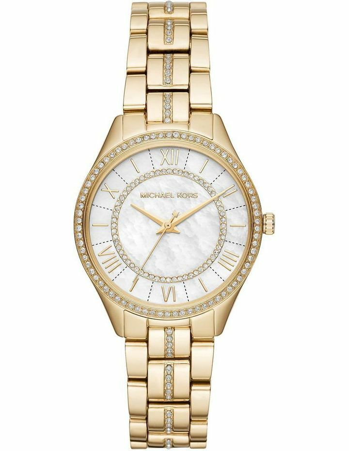 Michael Kors Lauryn Mother of Pearl White Dial Gold Steel Strap Watch for Women - MK3899 Buy Now By Michael Kors
