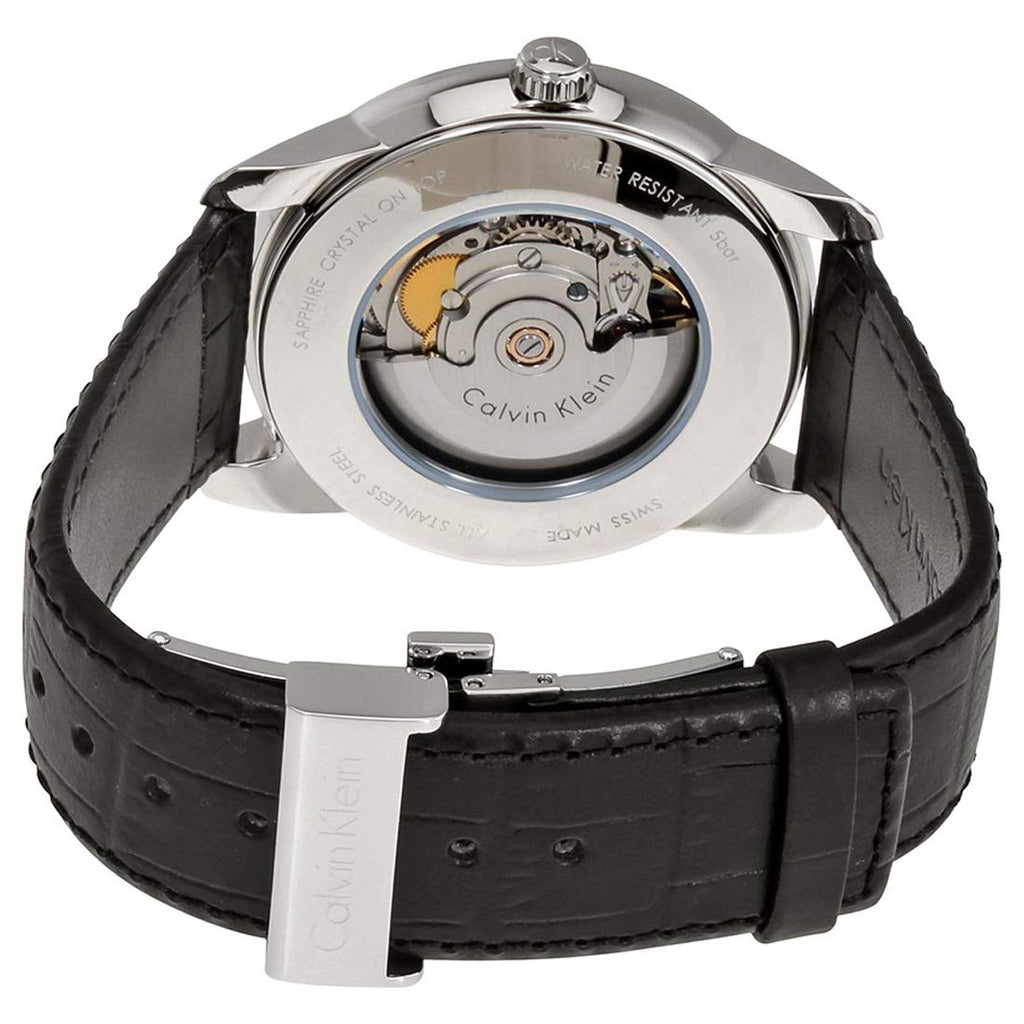 Calvin Klein Infinity Automatic Black Dial Black Leather Strap Watch for Men - K5S341C1 Buy Now By Calvin Klein