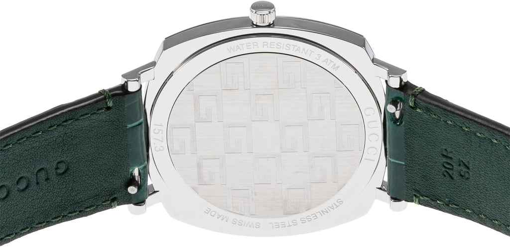 Gucci Grip Quartz Silver Dial Green Leather Strap Watch For Women - YA157414 Buy Now By Gucci