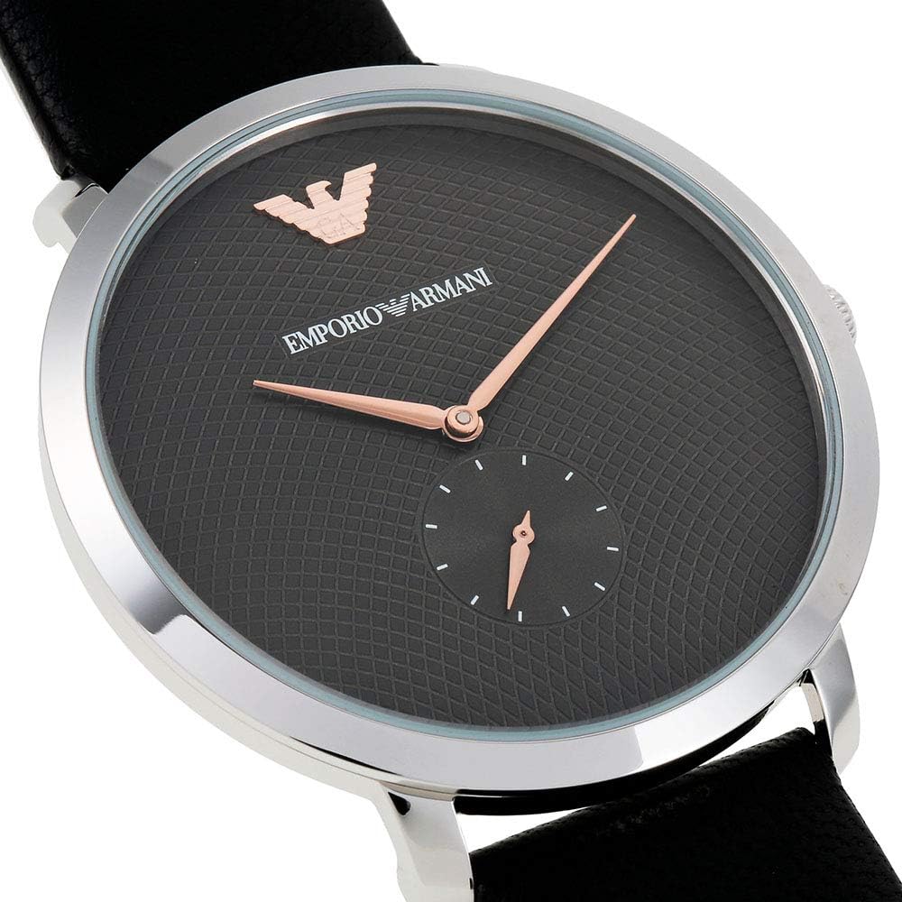 Emporio Armani Modern Slim Quartz Grey Dial Black Leather Strap Watch For Men - AR11162 Buy Now By Emporio Armani