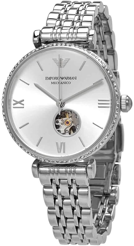 Emporio Armani Gianni T-Bar Automatic Silver Dial Silver Steel Strap Watch For Women - AR60022 Buy Now By Emporio Armani