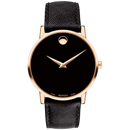 Movado Museum Classic Black Dial Black Leather Strap Watch for Men - 0607196 Buy Now By Movado