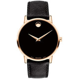 Movado Museum Classic Black Dial Black Leather Strap Watch for Men - 0607196 Buy Now By Movado