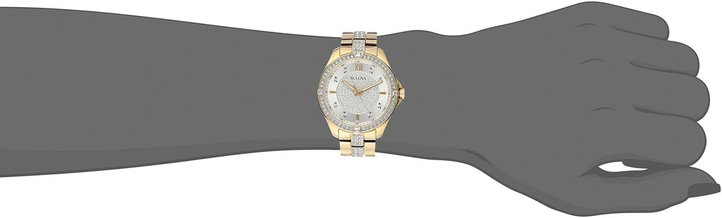 Bulova Crystal Collection Silver Crystal Dial Gold Steel Strap Watch for Women - 98L228 Buy Now By Bulova