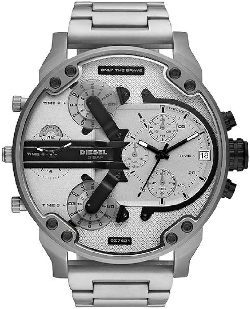 Diesel Mr. Daddy Chronograph Silver Dial Silver Steel Strap Watch For Men - DZ7421 Buy Now By Diesel