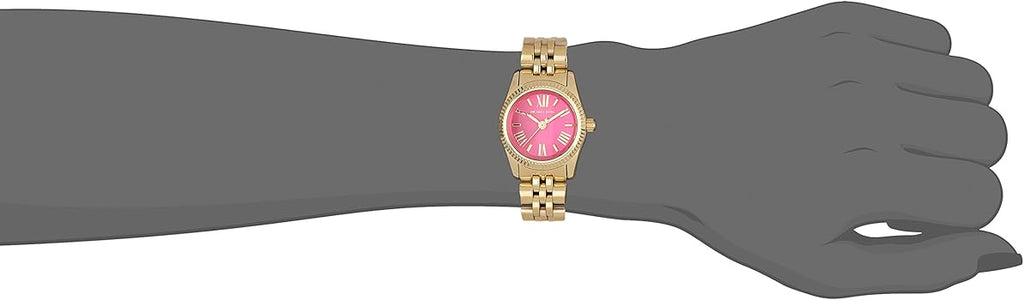 Michael Kors Lexington Quartz Pink Dial Gold Steel Strap Watch For Women - MK3270