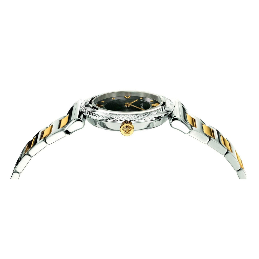 Versace V-Motif Black Dial Two Tone Steel Strap Watch for Women - VERE00518 Buy Now By Versace
