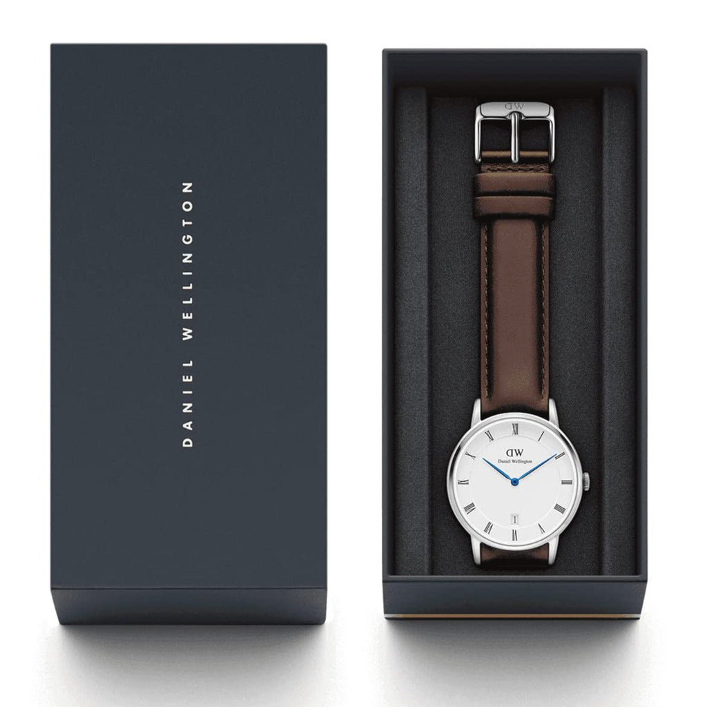 Daniel Wellington Dapper Bristol White Dial Brown Leather Strap Watch For Women - DW00100090 Buy Now By Daniel Wellington