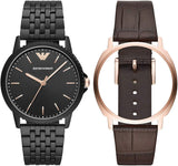 Emporio Armani Interchangeable Black Dial Black Steel Strap Watch For Men - AR80021 Buy Now By Emporio Armani