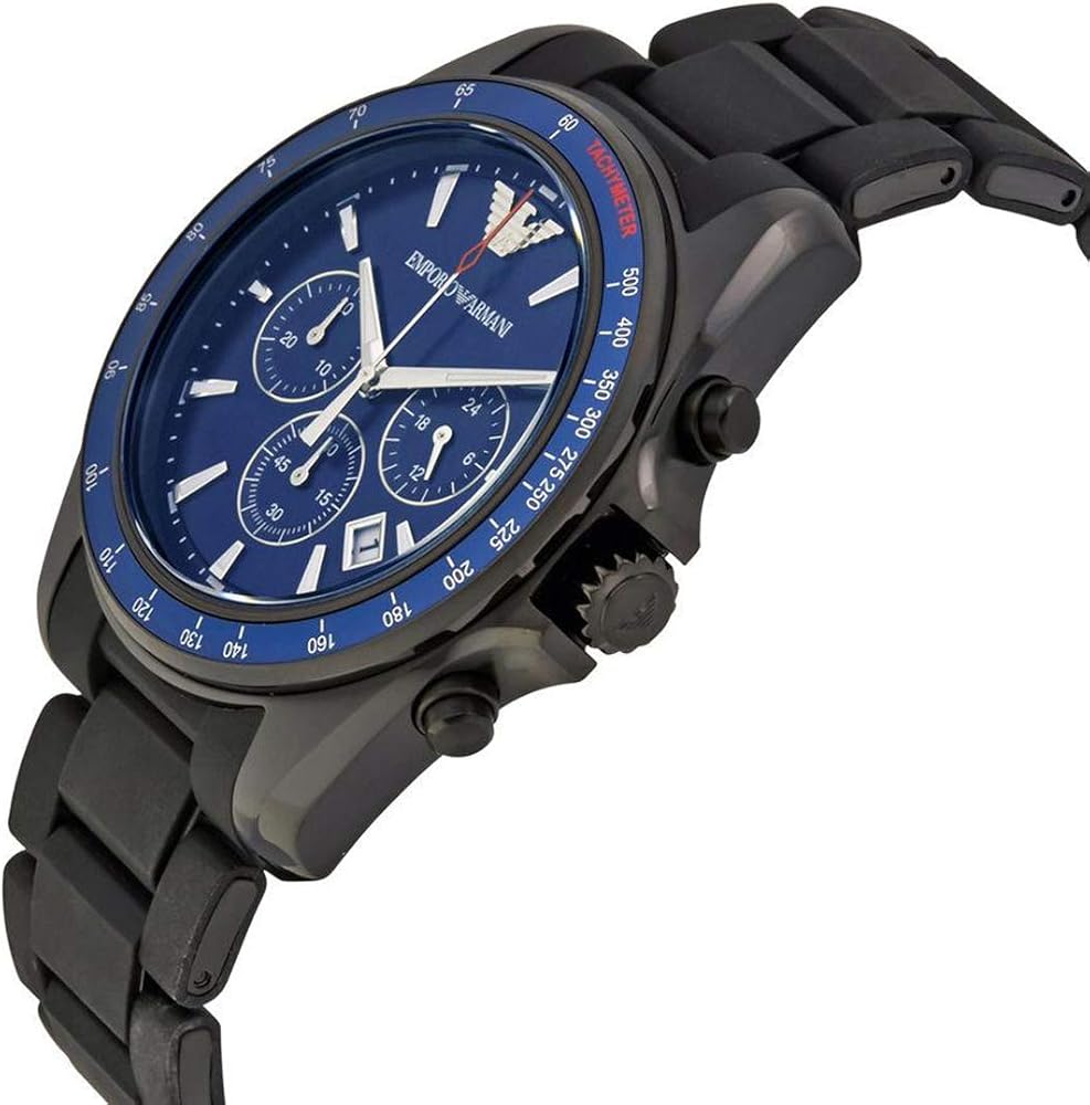 Emporio Armani Sigma Chronograph Blue Dial Black Silicone Strap Watch For Men - AR6121 Buy Now By Emporio Armani