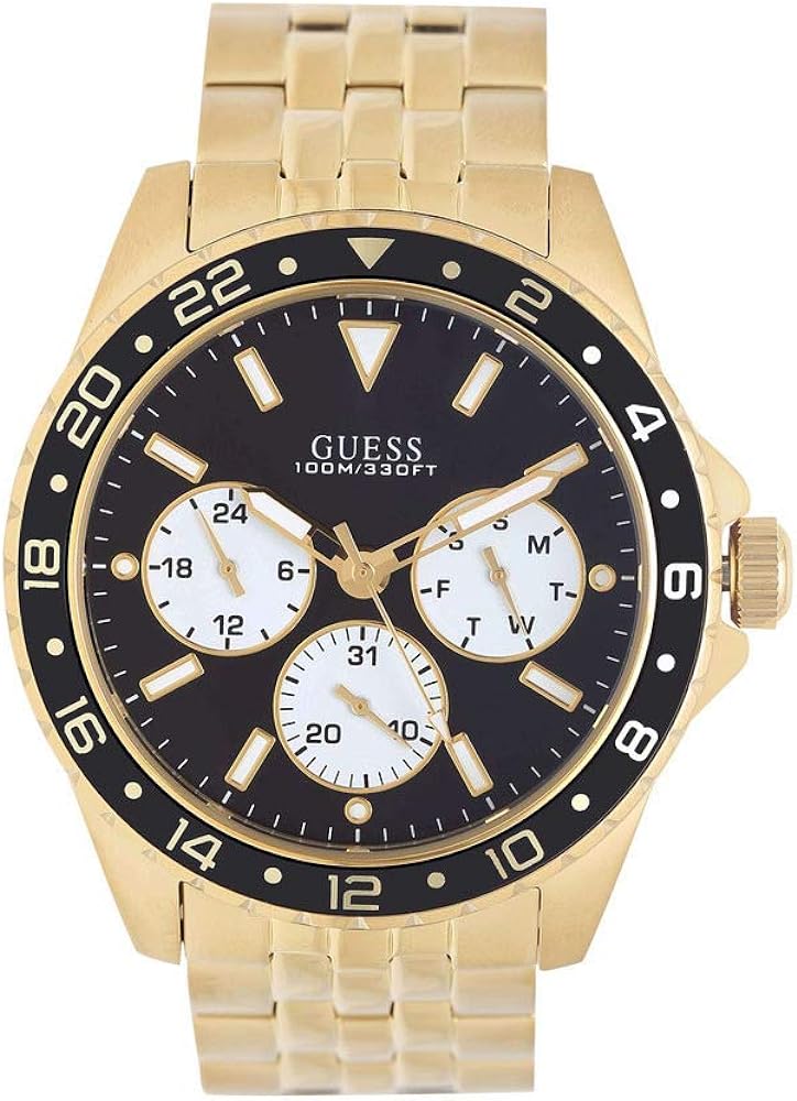 Guess Odyssey Multifunction Black Dial Gold Steel Strap Watch For Men - W1107G4 Buy Now By Guess