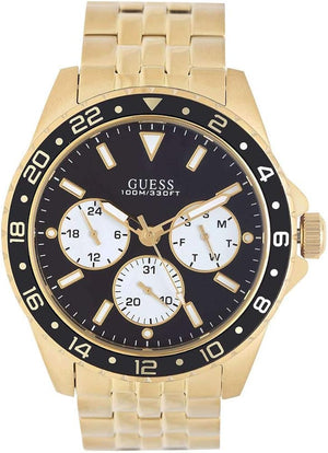 Guess Odyssey Multifunction Black Dial Gold Steel Strap Watch For Men - W1107G4 Buy Now By Guess