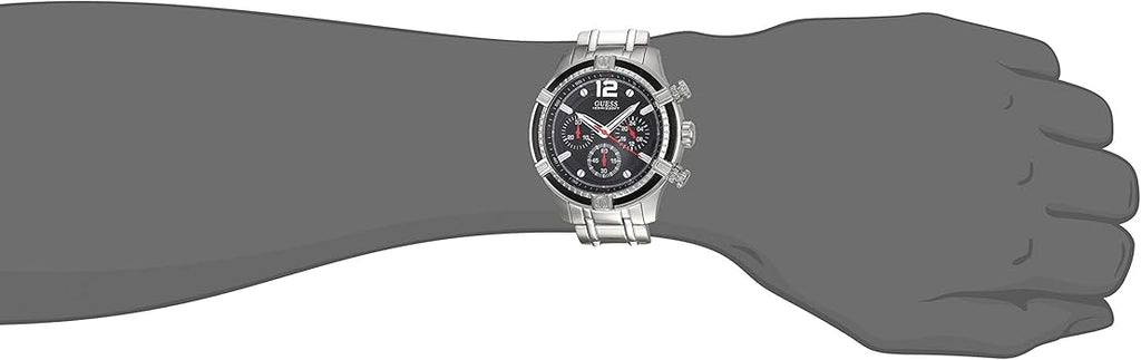 Guess Circuit Chronograph Black Dial Silver Steel Strap Watch For Men - W0968G1 Buy Now By Guess