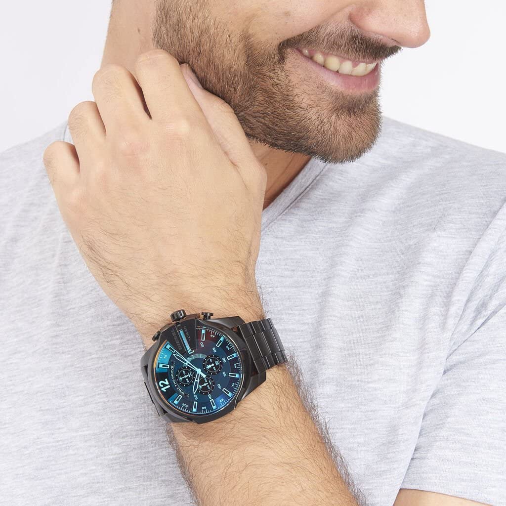 Diesel Mega Chief Chronograph Black Dial Black Steel Strap Watch For Men - DZ4318 Buy Now By Diesel