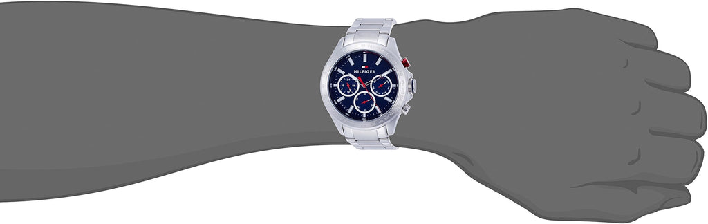 Tommy Hilfiger Hudson Chronograph Quartz Blue Dial Silver Steel Strap Watch For Men - 1791228 Buy Now By Tommy Hilfiger