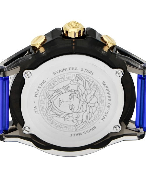 Versace Icon Active Chronograph Black Dial Blue Rubber Strap Watch For Men VEZ700521 Buy Now By Versace