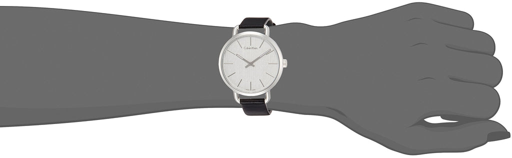 Calvin Klein Even Silver Black Leather Strap Watch for Women - K7B231C6 Buy Now By Calvin Klein