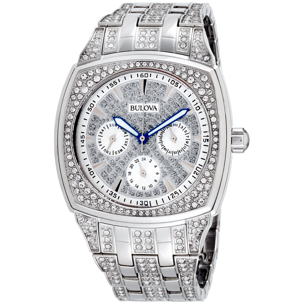 Bulova Crystal Collection Phantom Silver Dial Silver Steel Strap Watch for Men - 96C002 Buy Now By Bulova