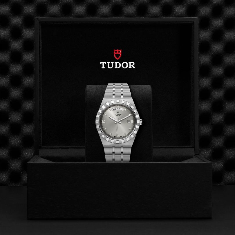 Tudor Royal Day Date Diamonds Automatic Silver Dial Silver Steel Strap Watch for Men - M28600-0002 Buy Now By Tudor