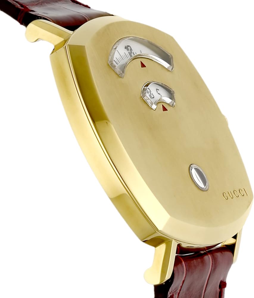 Gucci Grip Quartz Gold Dial Maroon Leather Strap Watch For Women - YA157413 Buy Now By Gucci