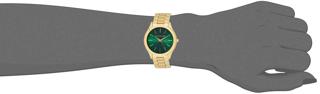 Michael Kors Slim Runway Green Dial Gold Steel Strap Watch for Women - MK3435 Buy Now By Michael Kors