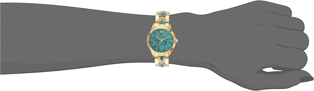 Michael Kors Petite Runway Mercer Blue Dial Gold Steel Strap Watch For Women - MK6673 Buy Now By Michael Kors