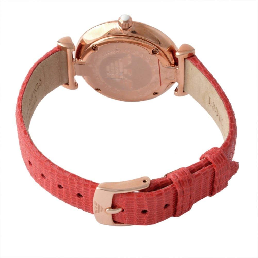 Emporio Armani Gianni T Bar Silver Dial Red Leather Strap Watch For Women - AR1876 Buy Now By Emporio Armani