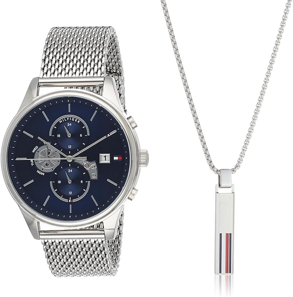 Tommy Hilfiger Weston Chronograph Blue Dial Silver Mesh Bracelet Watch For Men - 1710504 Buy Now By Tommy Hilfiger
