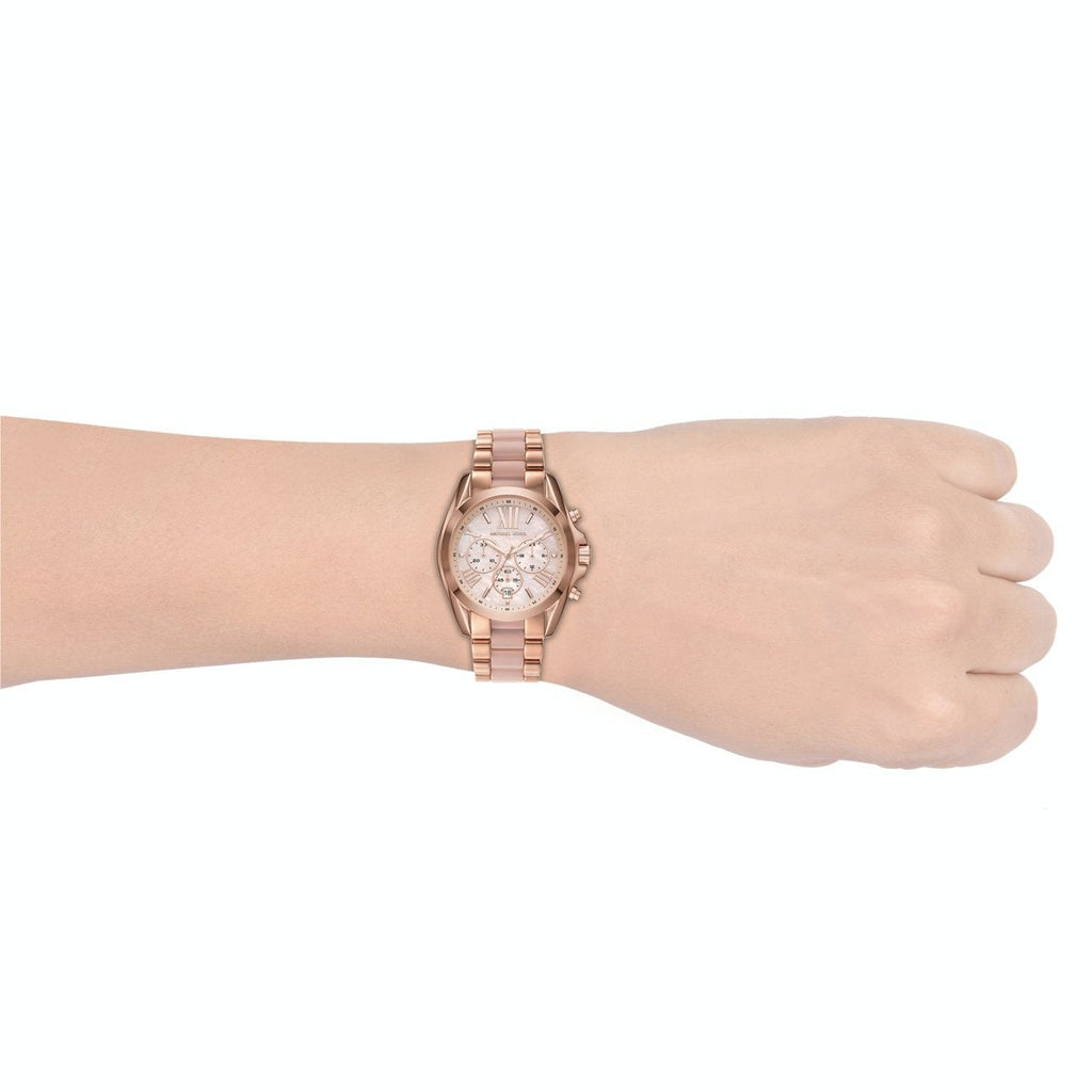 Michael Kors Bradshaw Chronograph Pink Dial Two Tone Steel Strap Watch For Women - MK6830 Buy Now By Michael Kors