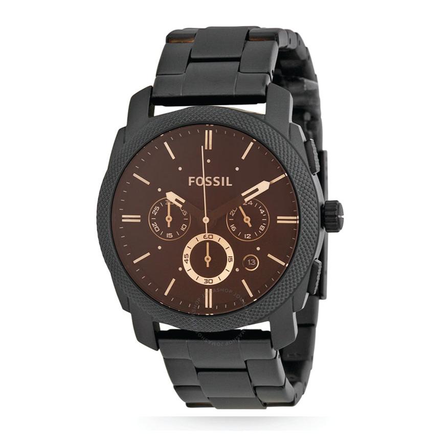 Fossil Machine Chronograph Black Dial Black Steel Strap Watch for Men - FS4682 Buy Now By Fossil