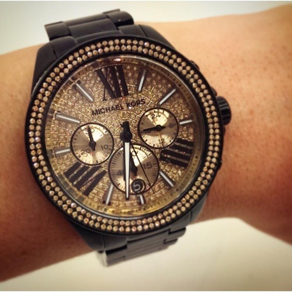 Michael Kors Wren Chronograph Gold Dial Black Steel Strap Watch for Women - MK5961 Buy Now By Michael Kors