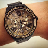 Michael Kors Wren Chronograph Gold Dial Black Steel Strap Watch for Women - MK5961 Buy Now By Michael Kors