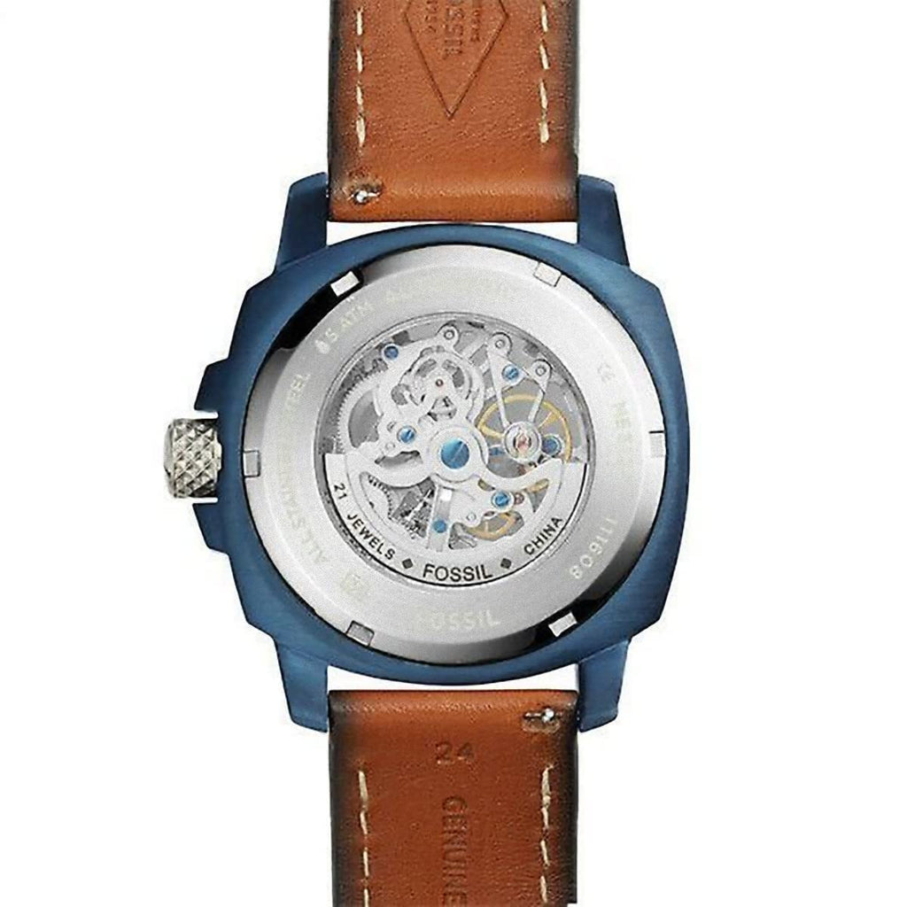 Fossil Modern Machine Automatic Skeleton Silver Dial Brown Leather Strap Watch for Men - ME3135 Buy Now By Fossil