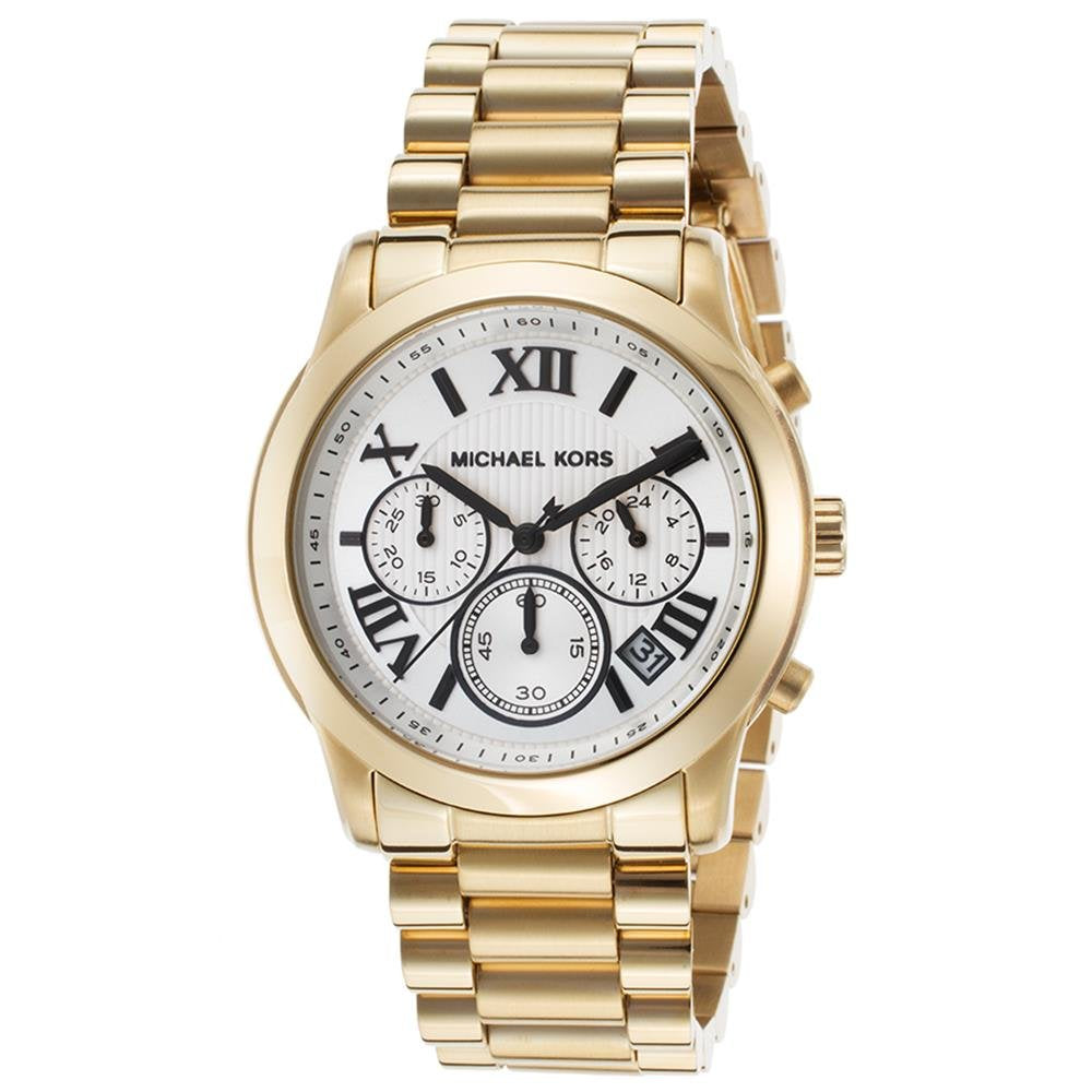 Michael Kors Cooper Chronograph White Dial Gold Steel Strap Watch For Women - MK5916 Buy Now By Michael Kors