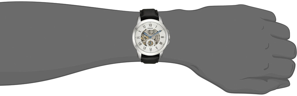 Fossil Grant Skeleton White Dial Black Leather Strap Watch for Men - ME3053 Buy Now By Fossil