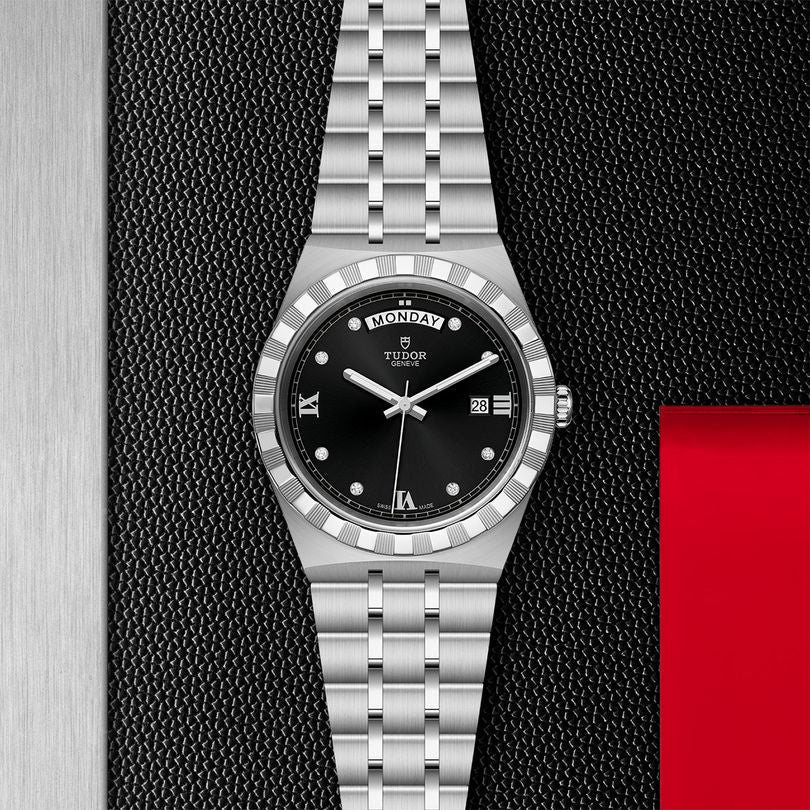 Tudor Royal Automatic Diamonds Black Dial Silver Steel Strap Watch for Men - M28600-0004 Buy Now By Tudor