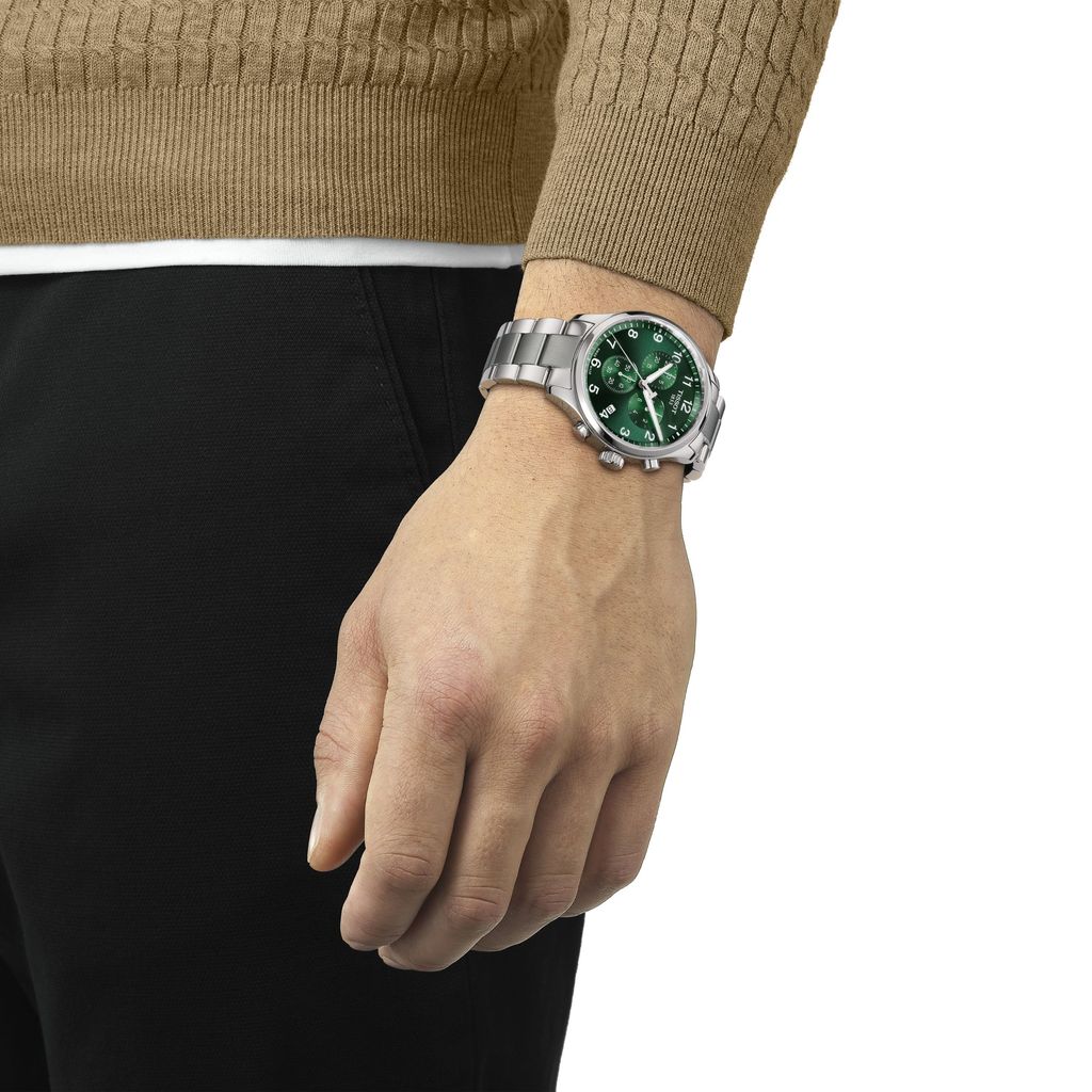 Tissot Chrono XL Classic Green Dial Silver Steel Strap Watch for Men - T116.617.11.092.00 Buy Now By Tissot