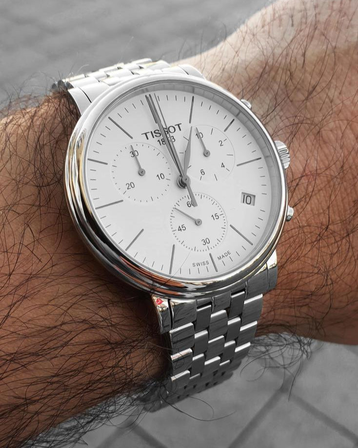 Tissot Carson Premium White Dial Silver Steel Strap Watch For Men - T122.417.11.011.00 Buy Now By Tissot