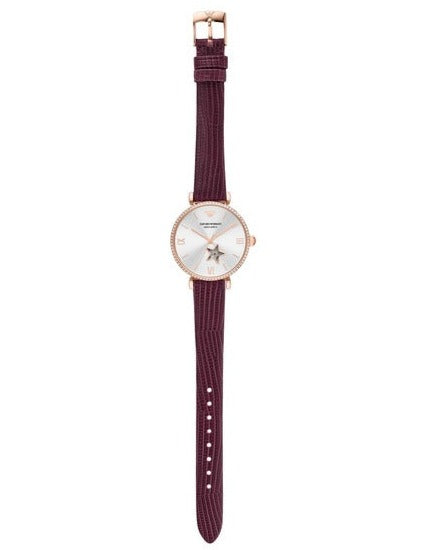 Emporio Armani Meccanico Automatic Silver Dial Burgundy Leather Strap Watch For Women - AR60044 Buy Now By Emporio Armani