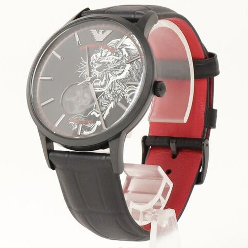 Emporio Armani Meccanico Skeleton Black Dial Black Leather Strap Watch For Men - AR60046 Buy Now By Emporio Armani