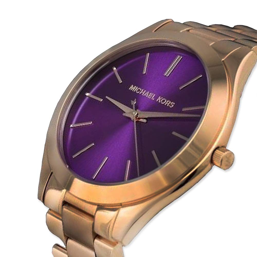 Michael Kors Slim Runway Purple Dial Rose Gold Steel Strap Watch for Women - MK3293 Buy Now By Michael Kors