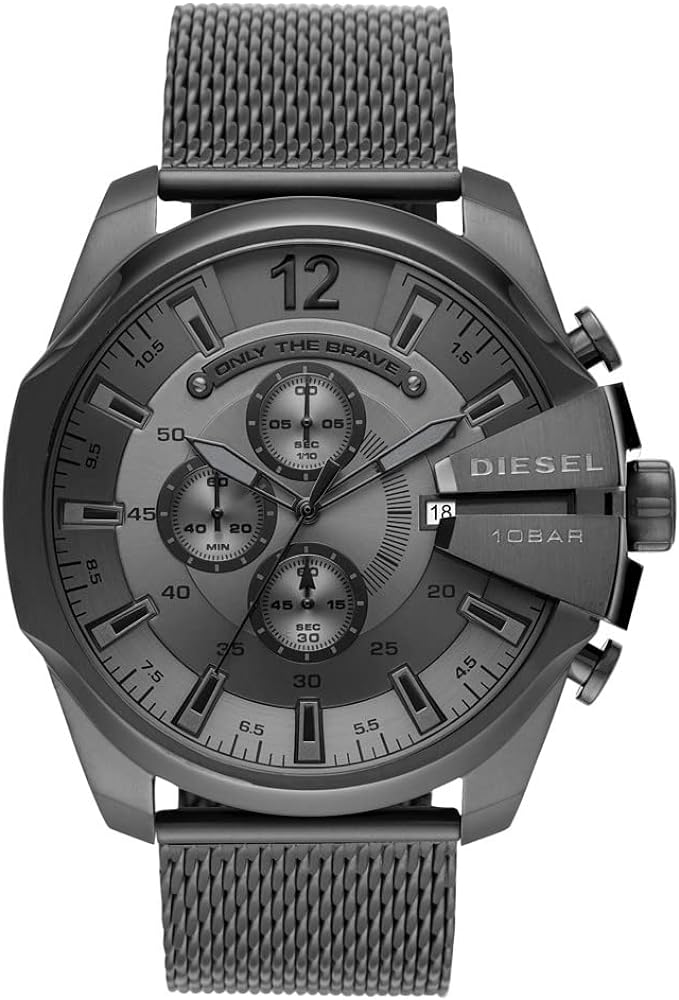 Diesel Mega Chief Chronograph Black Dial Black Mesh Strap Watch For Men - DZ4527 Buy Now By Diesel