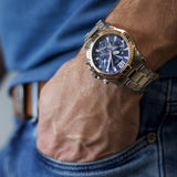 Guess Commander Chronograph Blue Dial Two Tone Steel Strap Watch for Men - GW0056G5 Buy Now By Guess