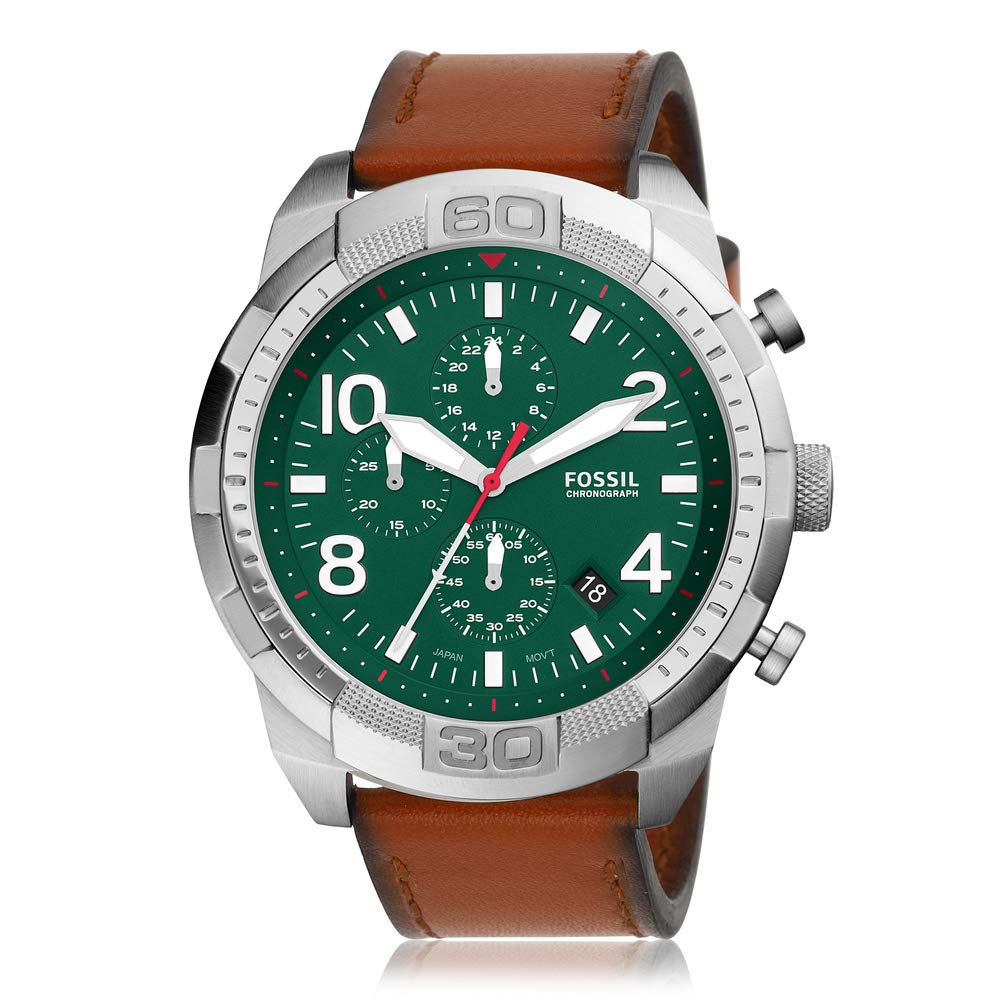 Fossil Bronson Chronograph Green Dial Brown Leather Strap Watch for Men - FS5738 Buy Now By Fossil