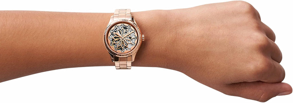 Fossil Rye Automatic Skeleton Rose Gold Dial Rose Gold Steel Strap Watch for Women - BQ3754 Buy Now By Fossil